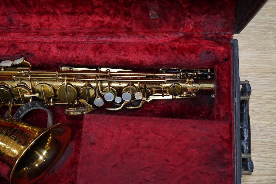 A cased Pennsylvania Special alto saxophone (pads are understood to have been replaced). Condition - fair to good.